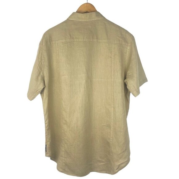 Armani Exchange Women's Vintage Brown Linen Short Sleeve Button Up Shirt US L - Picture 3 of 7